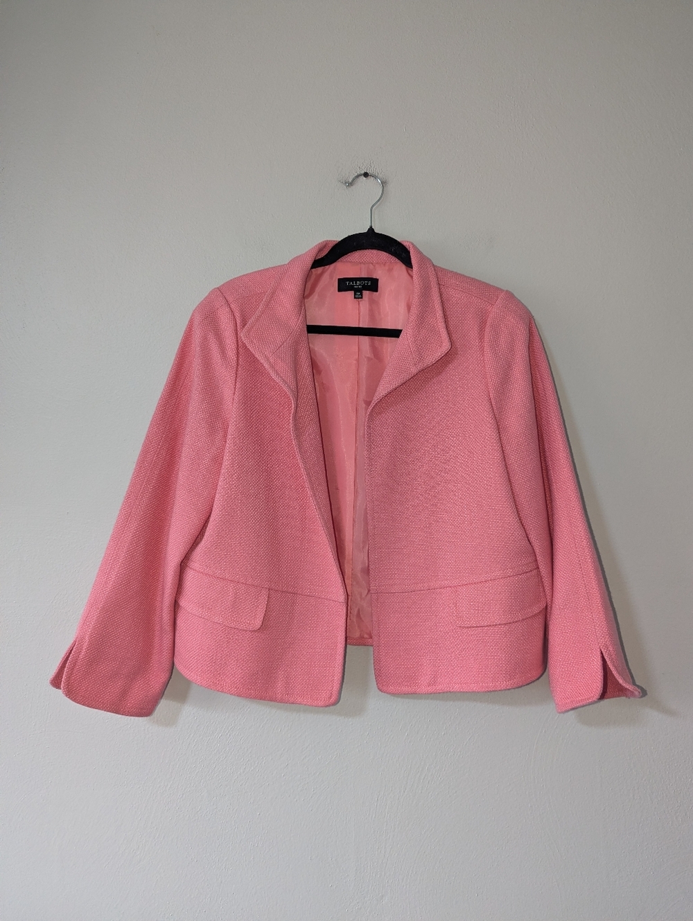 16P Talbots Petites Pink Open Front Jacket